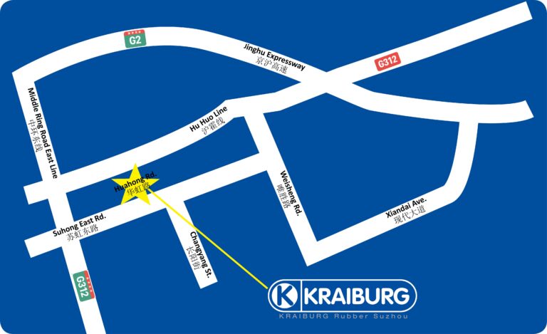 Map showing KRAIBURG Rubber Suzhou at No. 166 Suhong East Road, Suzhou | 克莱伯格橡胶苏州地址：苏州市苏虹东路166号